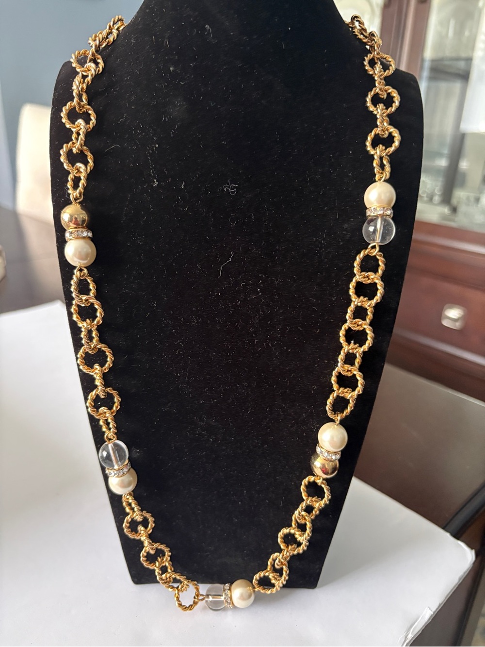 Kate Spade Gold Chain Necklace with Pearl and Crystal Accents